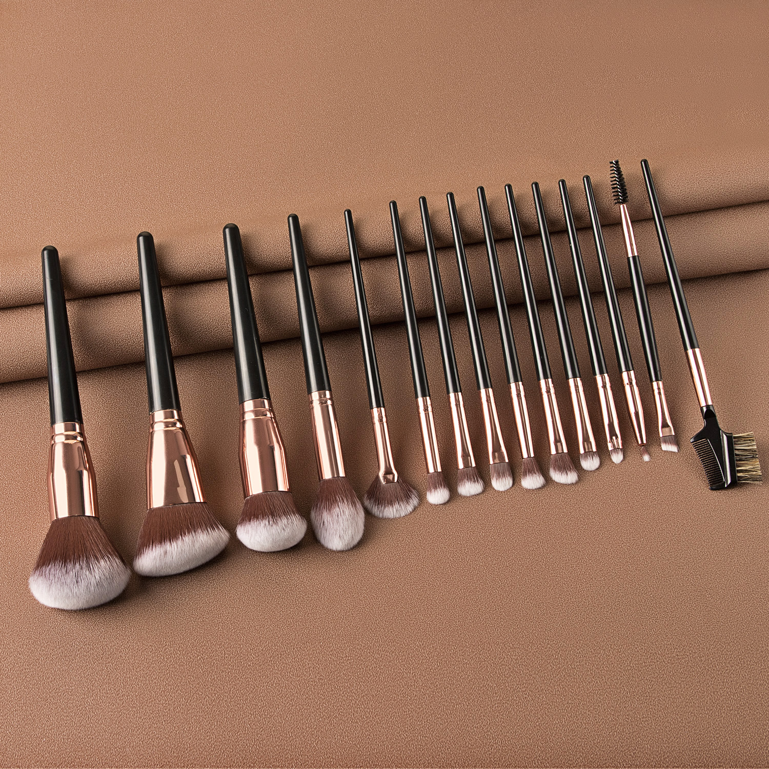 Professional Vegan Makeup Brush Set for Eye Shadow Foundation Blush Private Label Black Brown 7pcs 10pcs 15pcs Makeup Brush Set