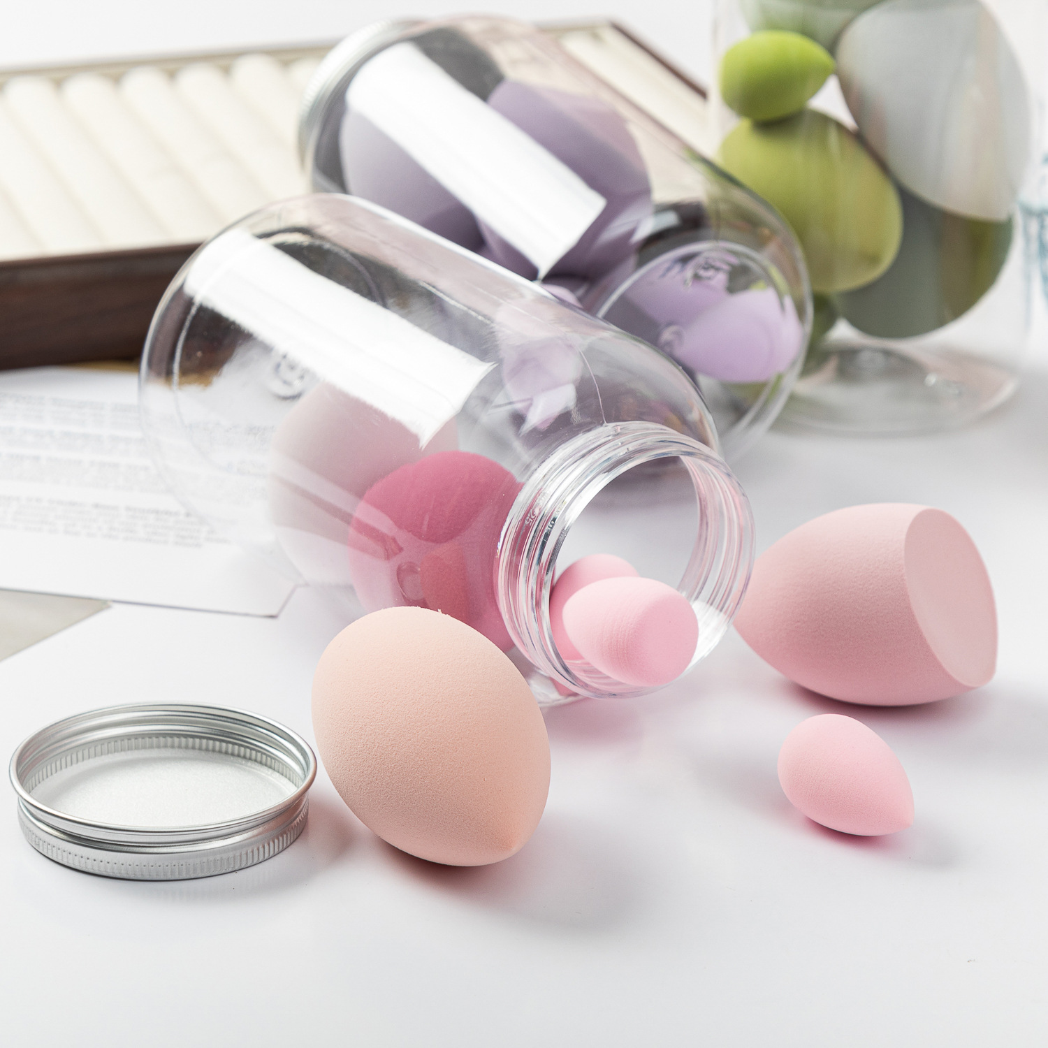 Custom Wholesale Manufacture Cosmetic Blender Egg Eco Friendly Beauty Sponges Blending Fruit Shape Powder Puff Makeup Sponge