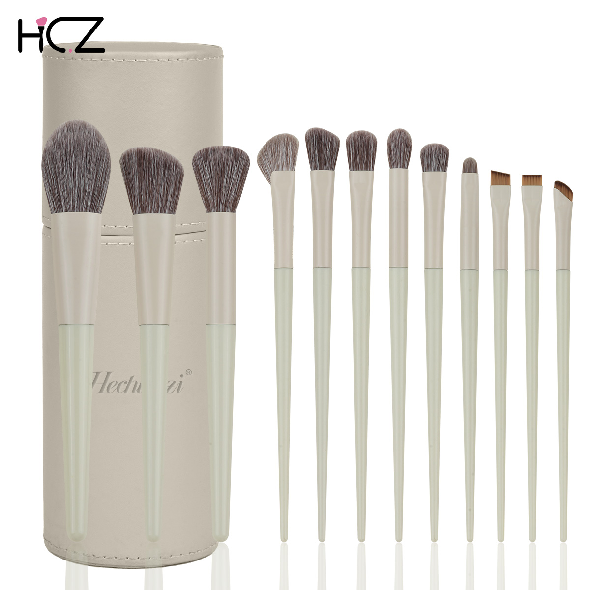 Hechunzi Best Seller Makeup Brushes Wooden Handle Custom Make-Up Brush Synthetic Professional Makeup Brushes Kits Custom Logo
