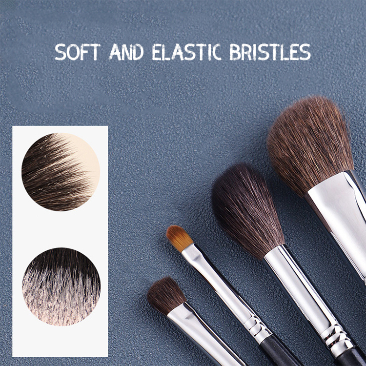 Custom Private Label Black Natural Animal Hair Professional Makeup Brush Set Wood Handle Soft Face Makeup Brushes Tool