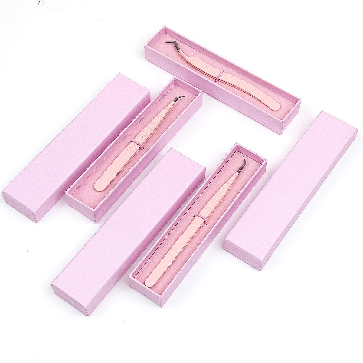 Wholesales Beauty Tools Professional Stainless Steel 90 Degree Makeup Eyelash Tweezers Premium Eyelash Tweezers
