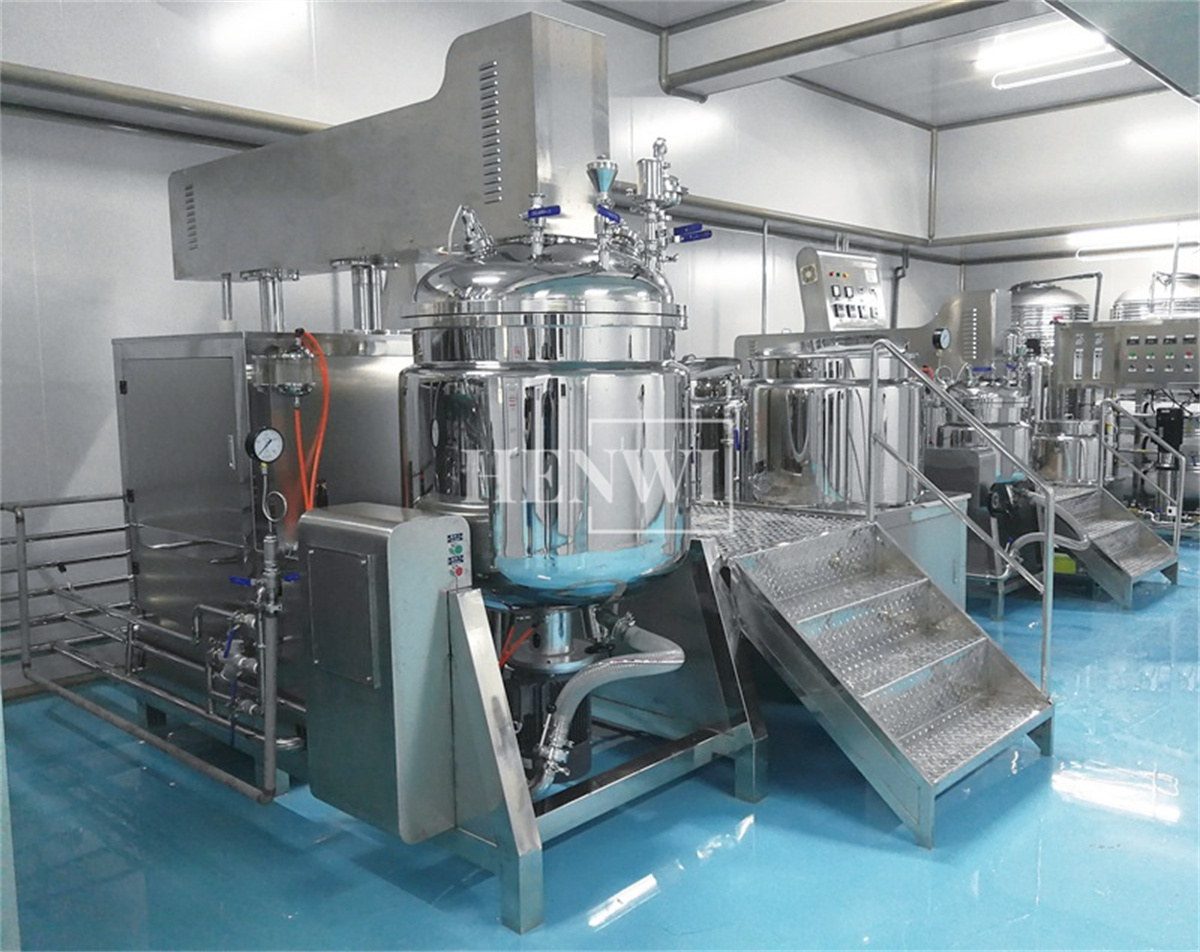 Henwi 100-500Lters Vacuum Emulsifier Bottom Nail Polish Slime Homogenizer Mixer Toothpaste Beauty Cream Cosmetics Making Machine
