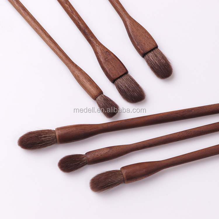Wholesale Handmade Goat Hair Eyeshadow Makeup Brush Set China Manufacturer Fan and Flat Style for Eye Use
