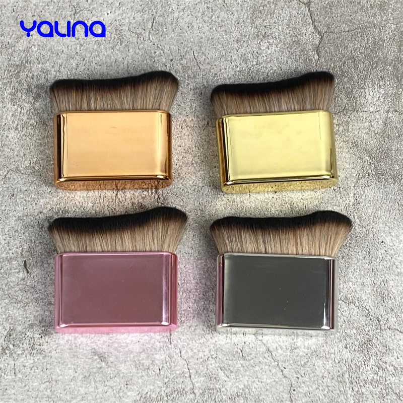 Durable Applicator Curved Tanning Gold Body Foundation Brush Custom Logo Luxury Kabuki Brush Private Label Single Makeup Brush