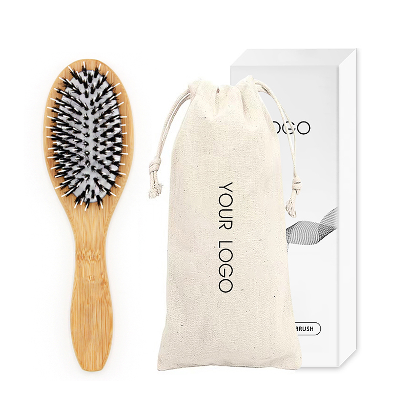 High Quality Eco-Friendly Bamboo Bristle Oval Paddle Hair Brush Top Selling Custom Logo Beauty Care Tool BeauteMecca Home Use