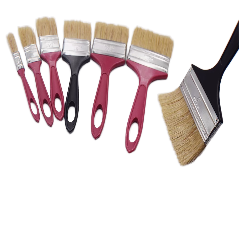 BIYU 633 Industrial Grade Synthetic Fiber Paint Brush White Hair Red Plastic Handle Hole Wall Paint Polishing Manufactured China