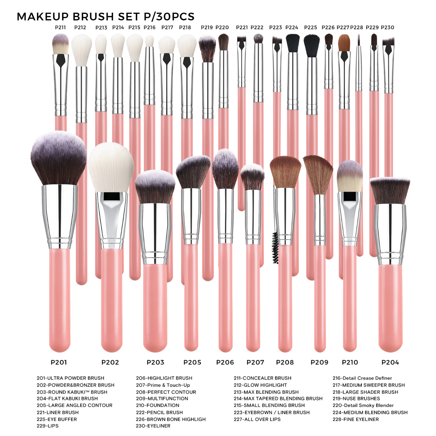 HMU Pink Makeup Brushes High Quality Wholesale Luxury Brush Set Pink Vegan 30pcs Pink Make up Brushes With Custom Logo