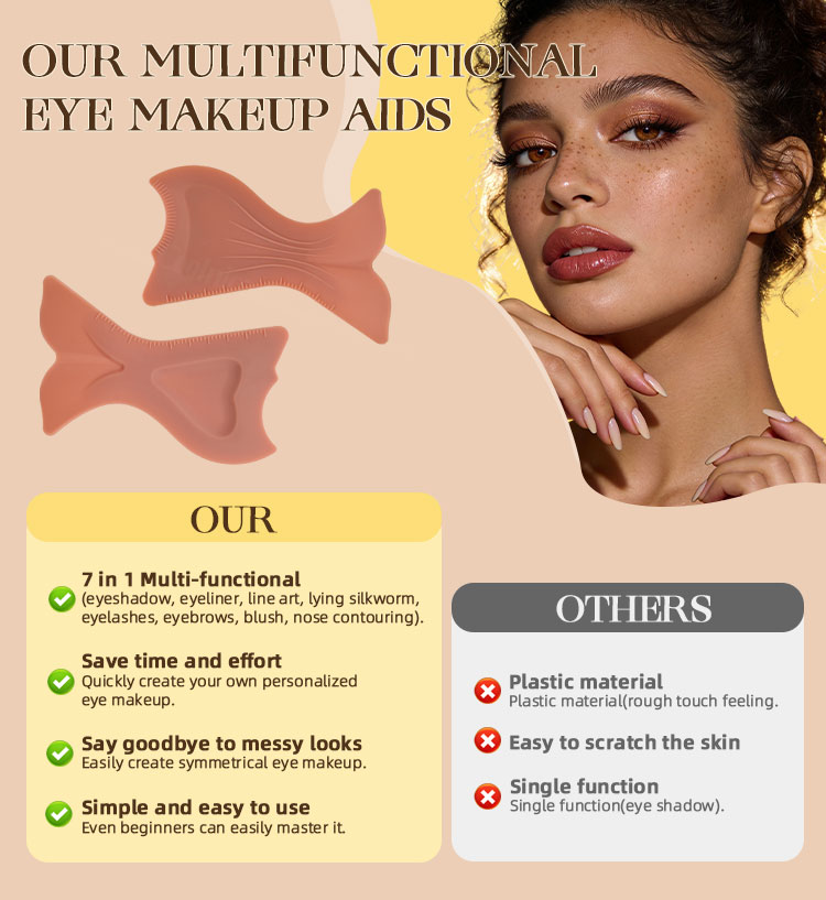 Silicone eye makeup stencil tool usage