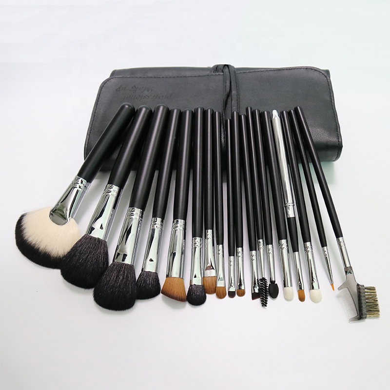 Professional 18 Pcs Natural Hair Makeup Brush Set High Quality Goat Hair Copper Ferrule Accept Customized