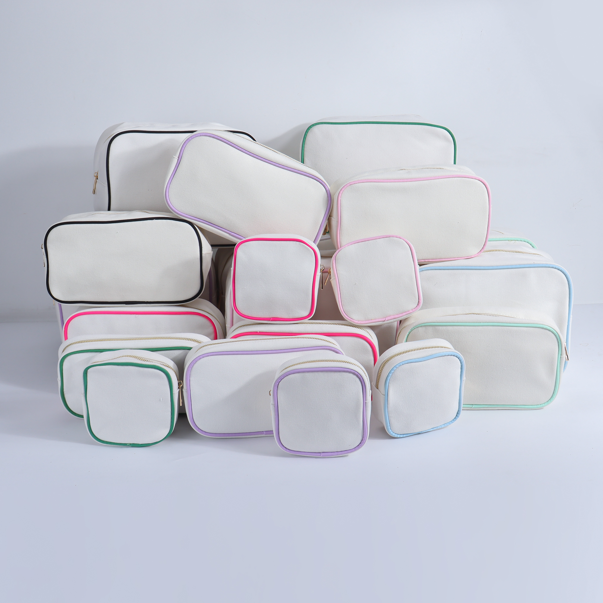 Newest Eco Friendly Nature Canvas Makeup Organizer Cotton Cosmetic Pouch Women Stand up Zipper Cotton Cosmetic Bag