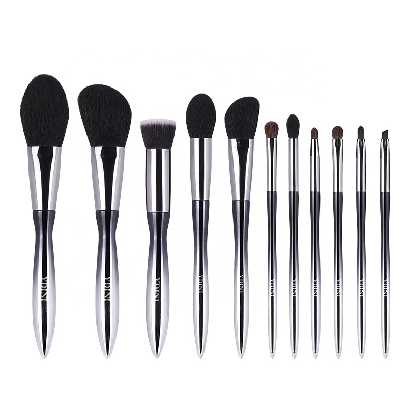 YDINI Manufacturer Direct 11pcs Natural Custom Logo Professional Plastic Handle Makeup Artist Brush Set
