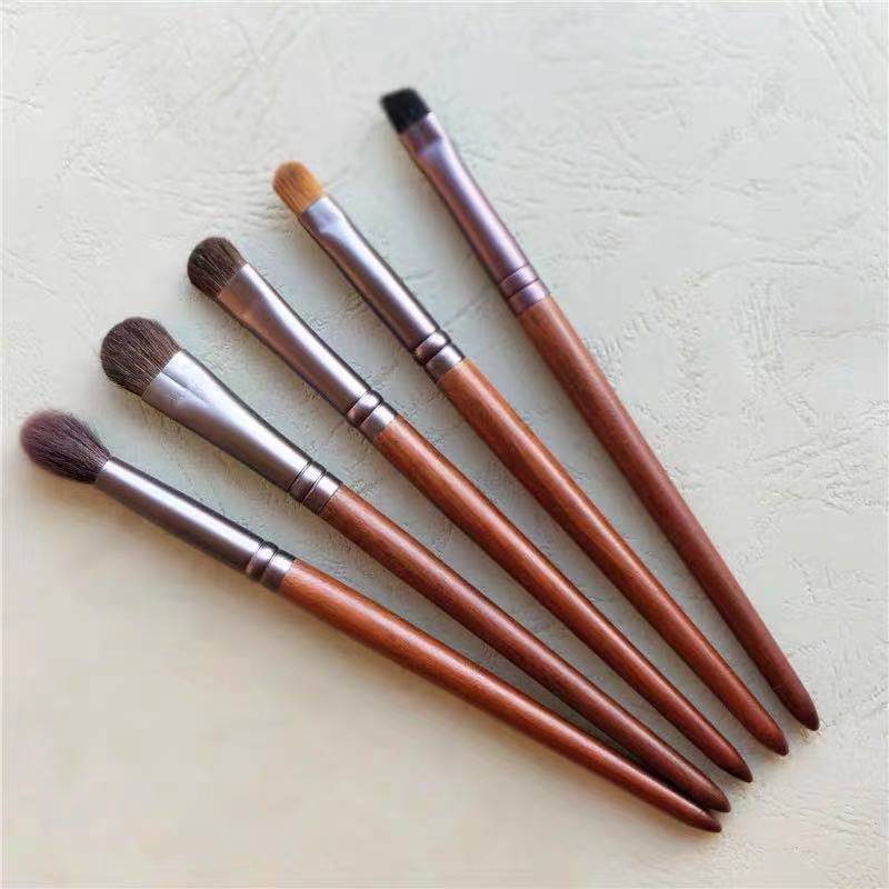 Factory New Natural Hair 9-Piece Makeup Brush Set with Wood Handle for Eye Shadow Blush Repair-Beginners Beauty Tools