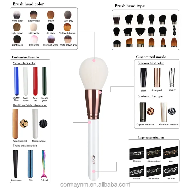 EMF 18pcs Rose Gold Professional Luxury Wood Handle Synthetic Hair Face Makeup Brush Set High Quality Custom Brand
