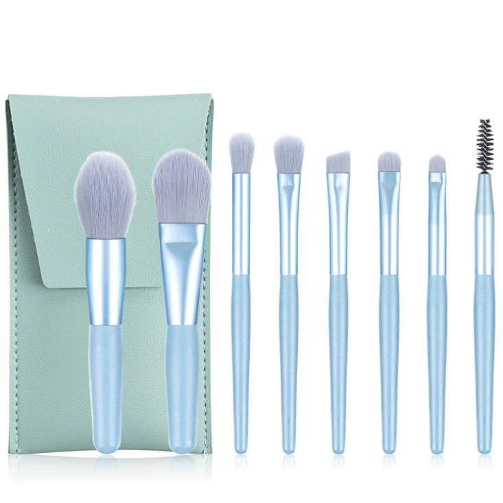 Premium Mini 8pcs Travel Makeup Brush Set Soft Synthetic Bristles, Essential Cosmetics Tools Kit Customized Logo