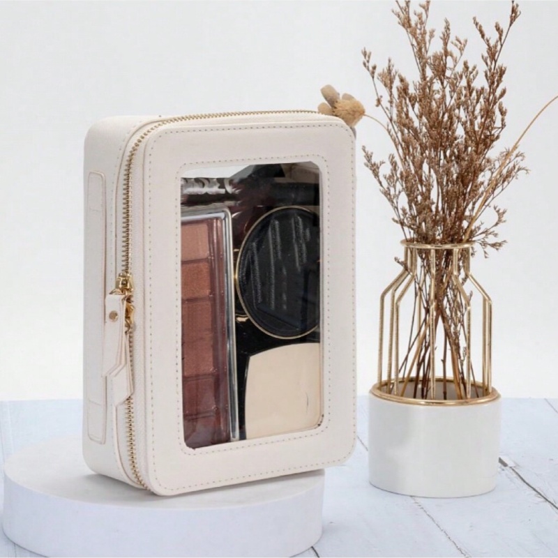 Customized Beauty Multi Color Candy Fashion Mini Portable Pu Leather Makeup Cosmetic Bags Cases for Bag with Logo