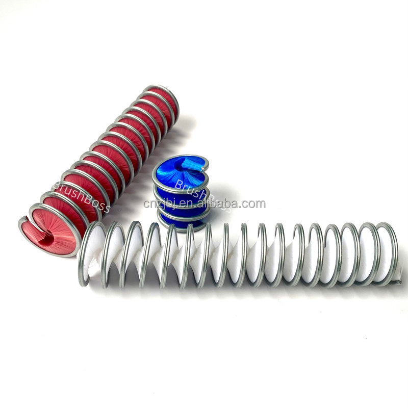 High Quality Custom Industrial OEM Synthetic Fiber Inward Coils Spiral Brush for Cord and Rod Cleaning