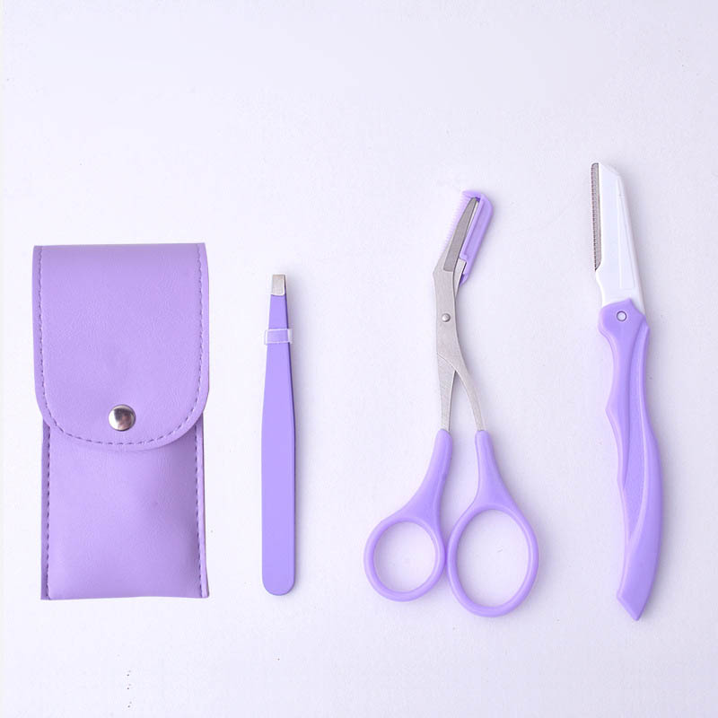 Premium Quality Eyebrow Scissors Kit Eyebrow Tweezers With Buckle Leather Pouch Pack of 3 5 8 Makeup Tools