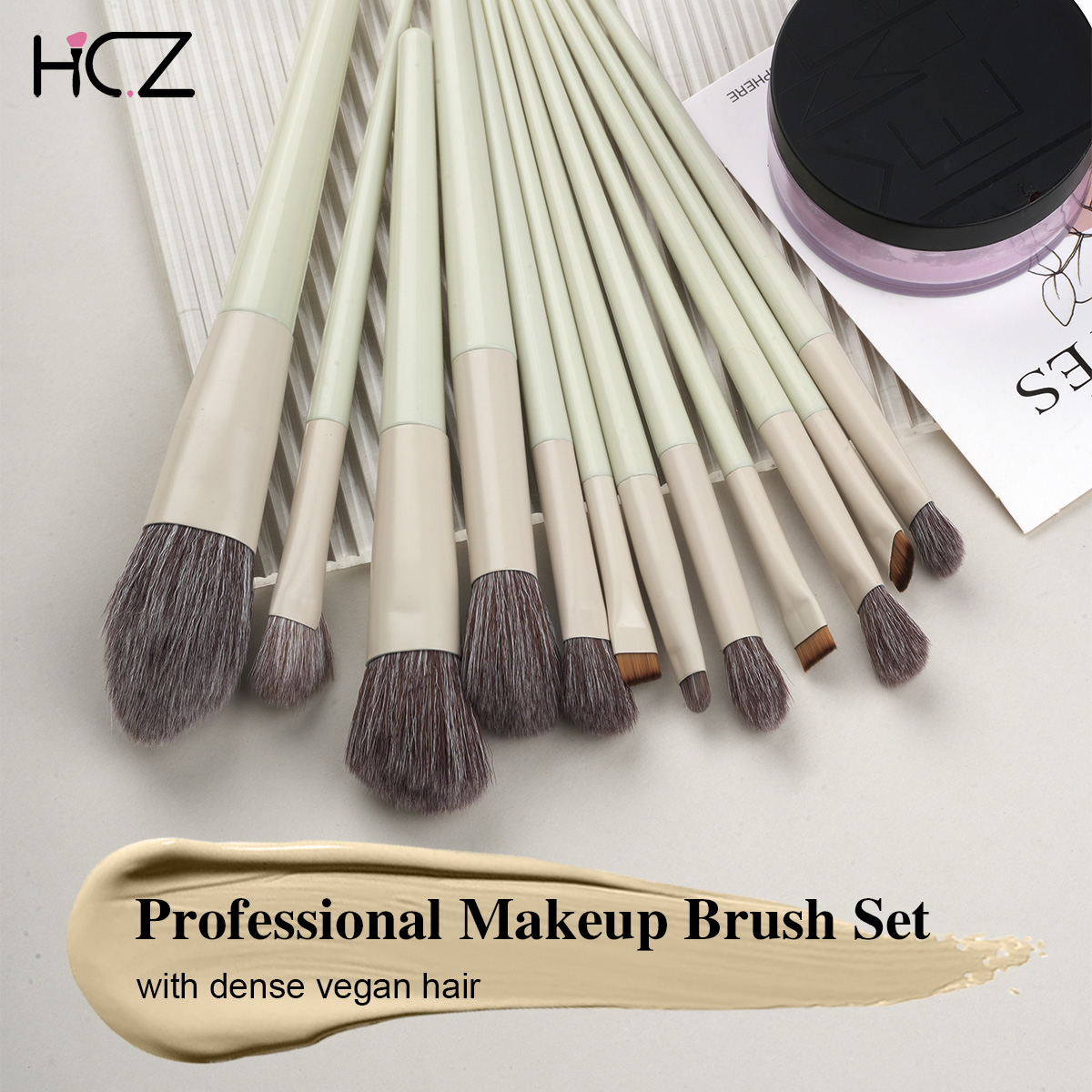 Hechunzi Best Seller Makeup Brushes Wooden Handle Custom Make-Up Brush Synthetic Professional Makeup Brushes Kits Custom Logo