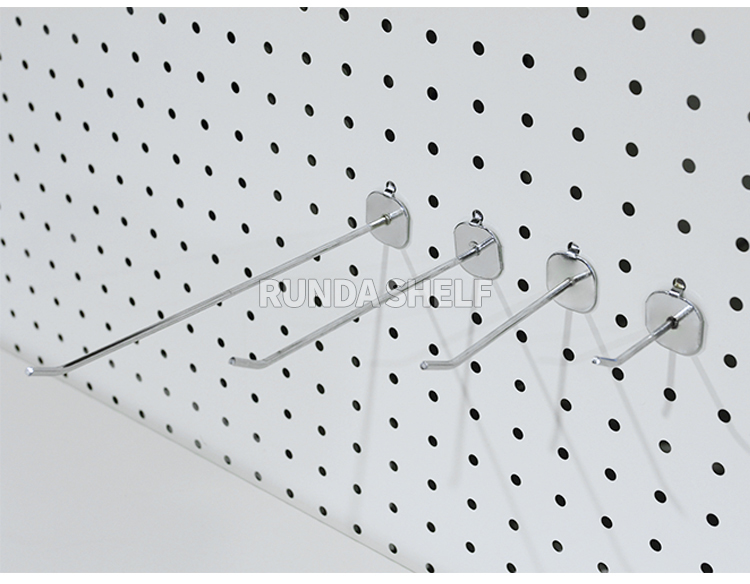 Supermarket Metal Looped Lock Pegboard Electroplate Hook Panel Single Hook Double-Sided Light Duty Style