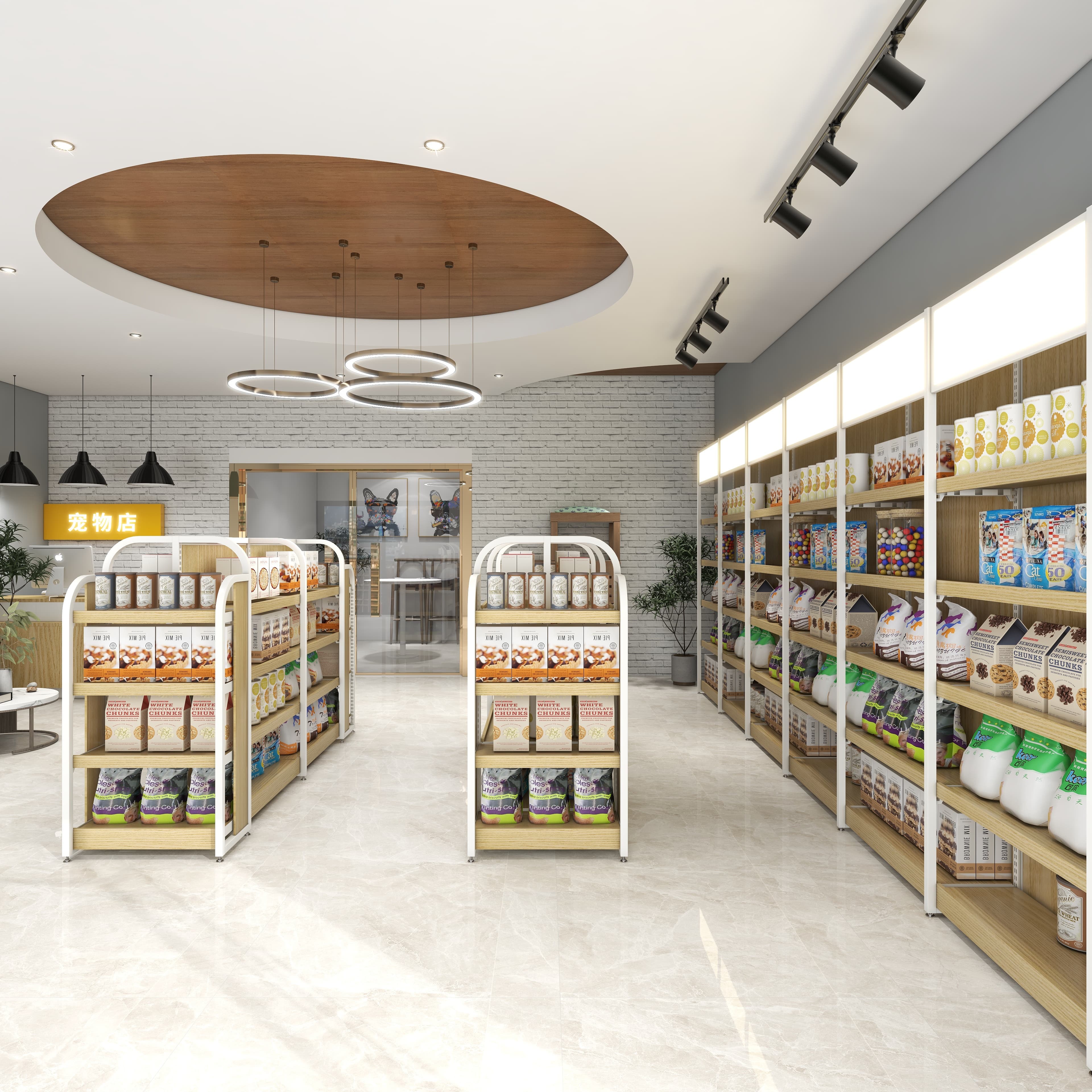 Steel and Wood Shelves, Pet Store Shelves, Mother and Baby Store Snacks, Supermarket Shelves