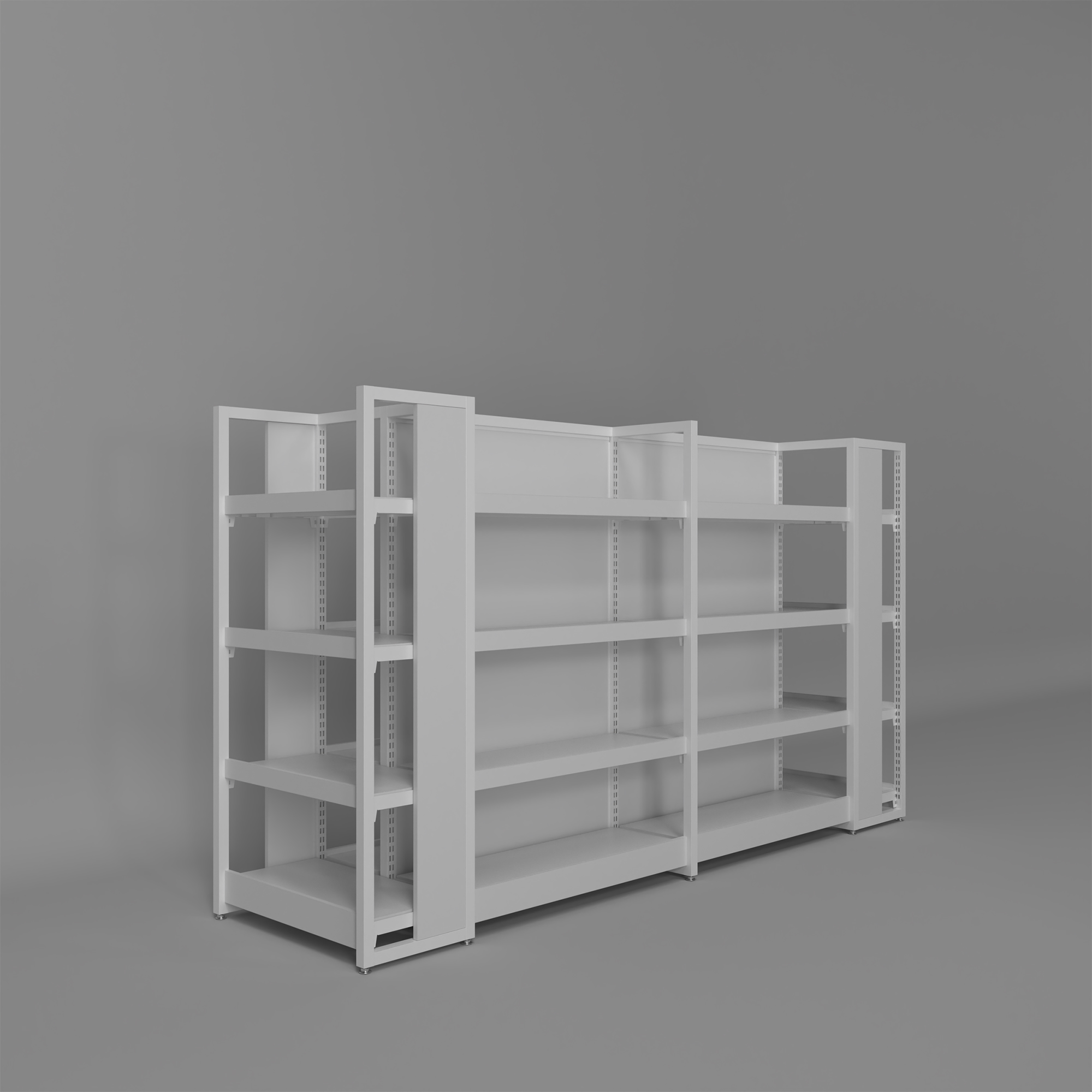Double Sided Nakajima Supermarket Steel and Wood Shelves Snack Store Display Stand