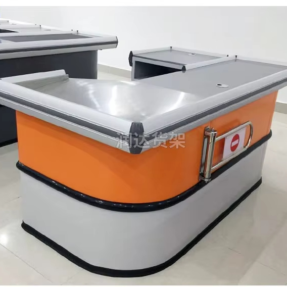 Modern Style Multifunctional Cashier Table Popular Checkou Counter for Supermarkets Durable Wood Steel MDF Materials