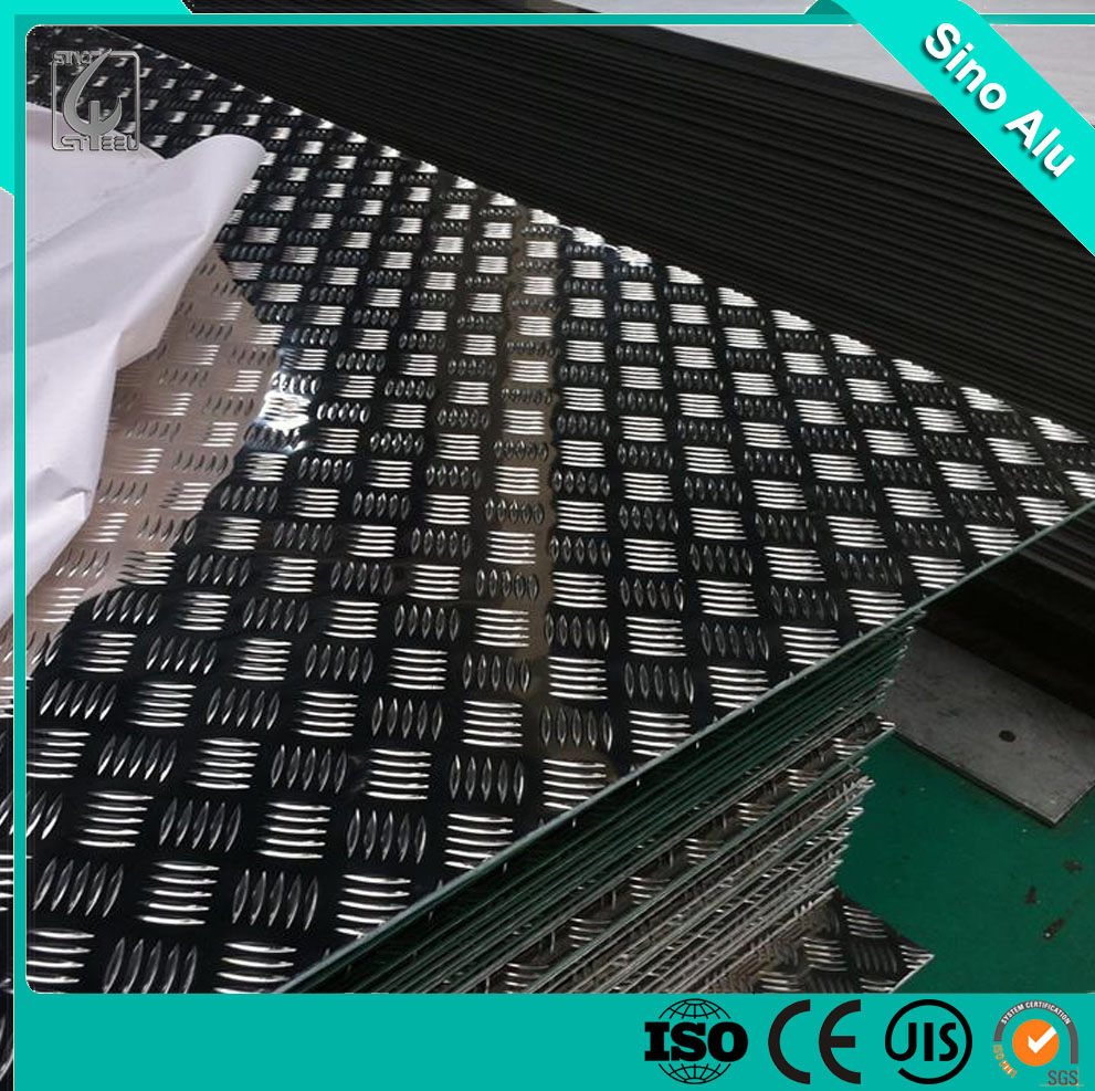 Anti-Slip A1050 Aluminium/Alu Alloy Embossed Checkered Tread Sheet and Coil Checkered Plate Building Material