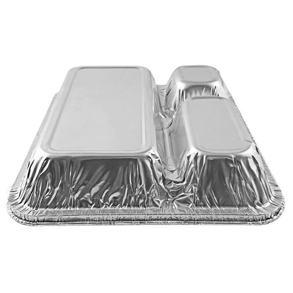 High Quality 3 Compartment Disposable Aluminum Foil Plates