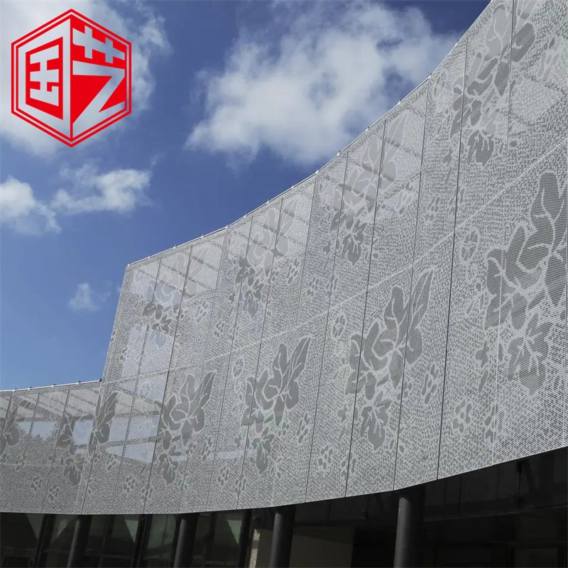 2mm Building Material Aluminum Facade Cladding Outdoor Decorative Engraved Perforated Sheet for Curtain Wall Panel