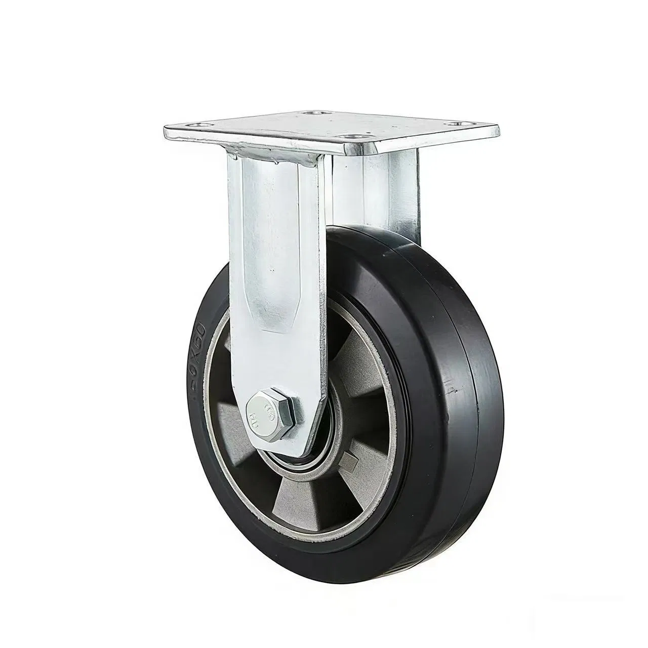 Heavy-Duty Aluminum Core Rubber Casters, 4-Inch, 5-Inch, 6-Inch, 8-Inch Rigid Swivel Casters, Brake Casters, High Bearing Industrial Casters