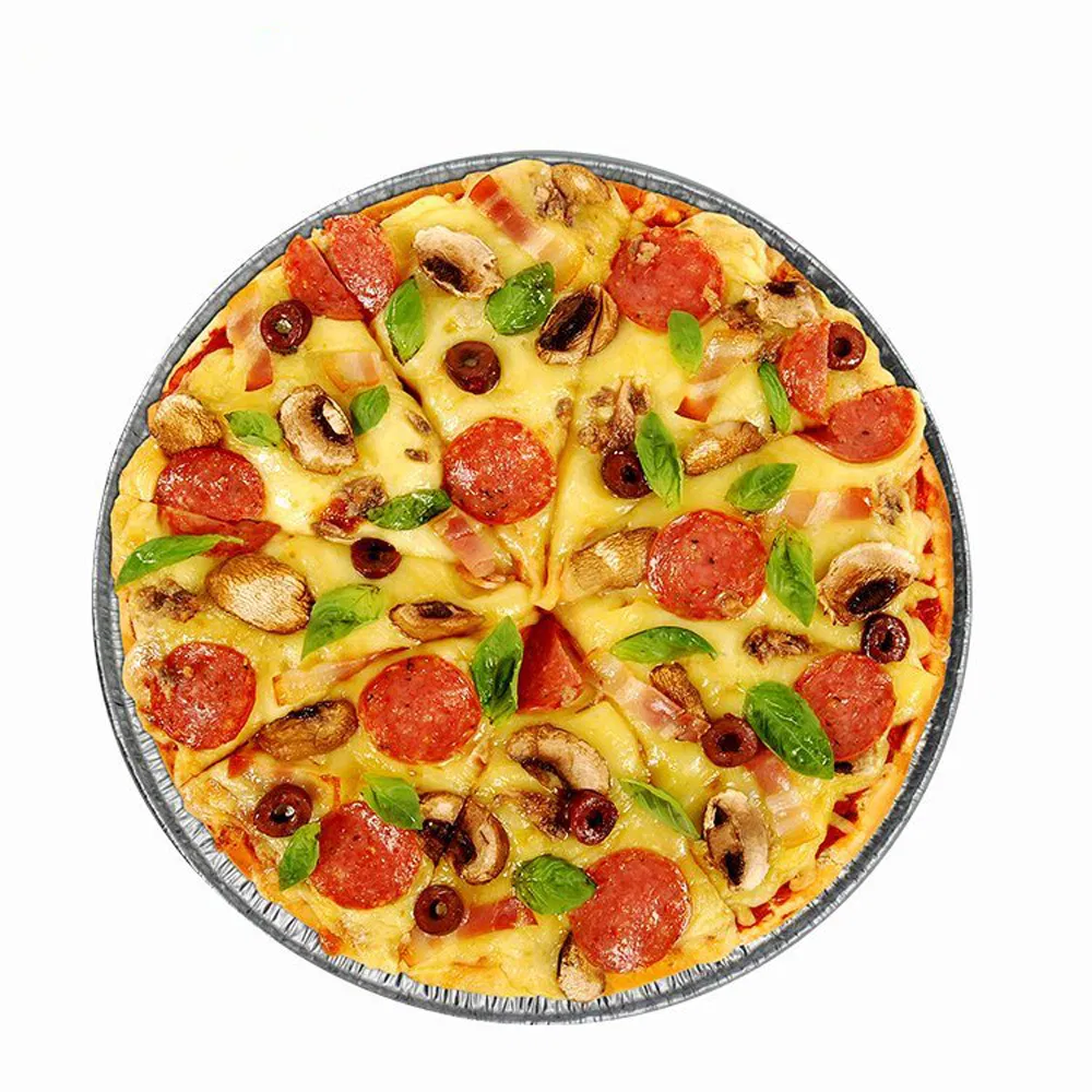 Wholesale Round Aluminium Foil Pizza Pan Food Packaging Plates Large 12 Inches