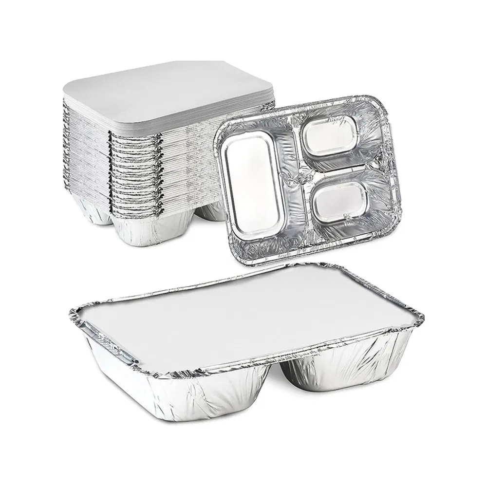 High Quality 3 Compartment Disposable Aluminum Foil Plates