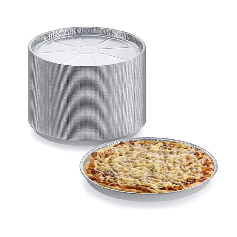 Wholesale Round Aluminium Foil Pizza Pan Food Packaging Plates Large 12 Inches