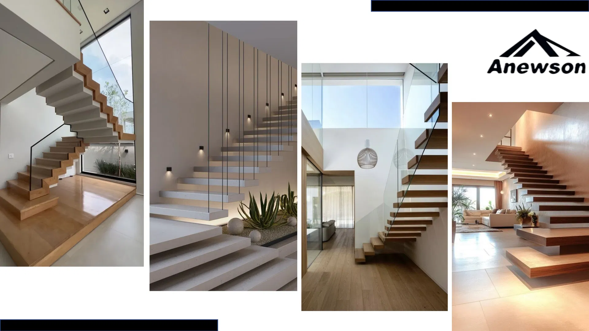 Luxury Modern Interior Wooden & Marble Step Staircase