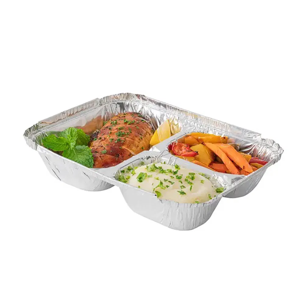 High Quality 3 Compartment Disposable Aluminum Foil Plates