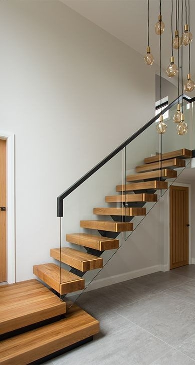 Anewson Excellent Design Straight Customized Solid Wood Staircase with Stainless Steel Handrail