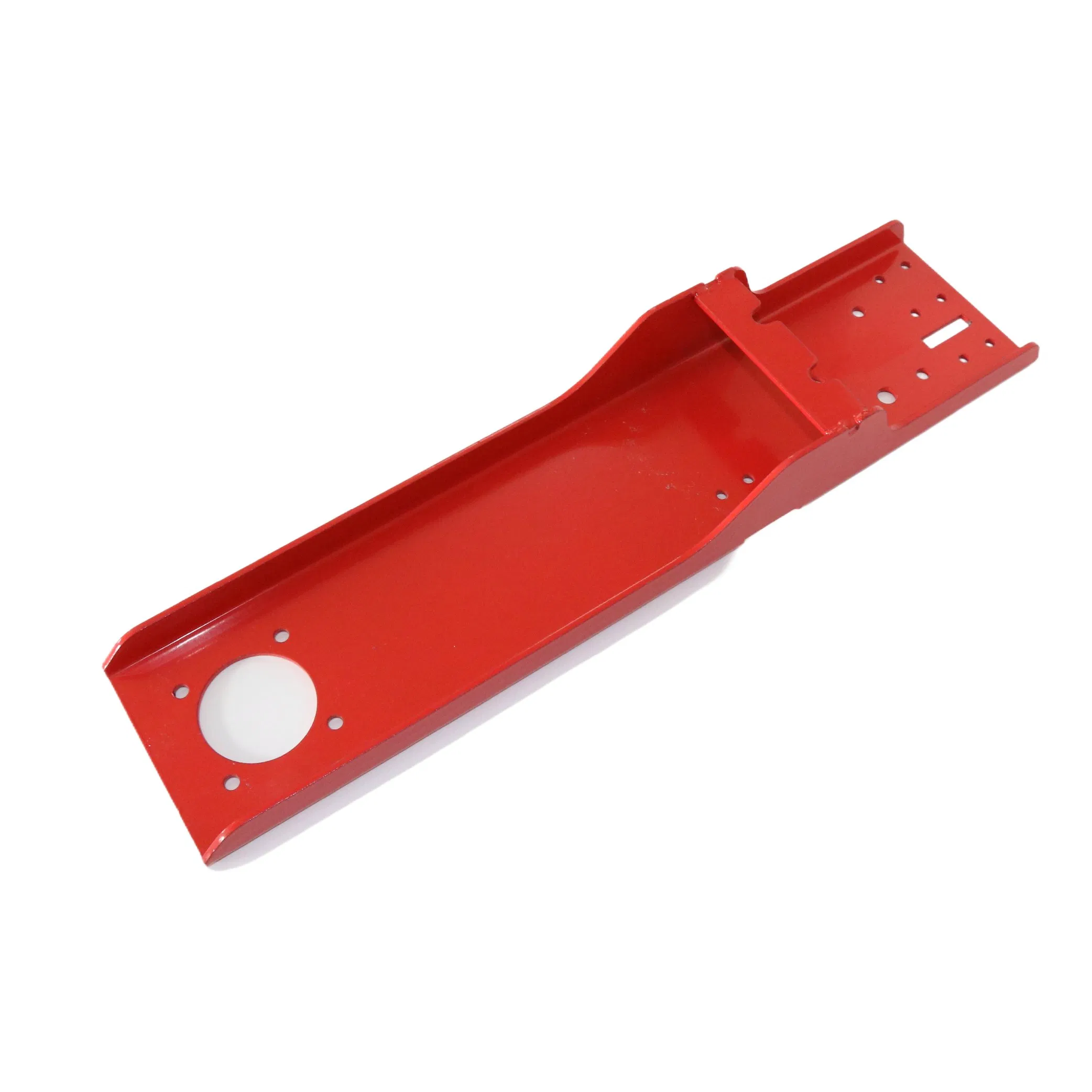 Heavy Duty Carbon Steel Sheet Metal Fabrication Long Fixing Plate with Ral3020 Red Powder Coating for Industrial Equipment