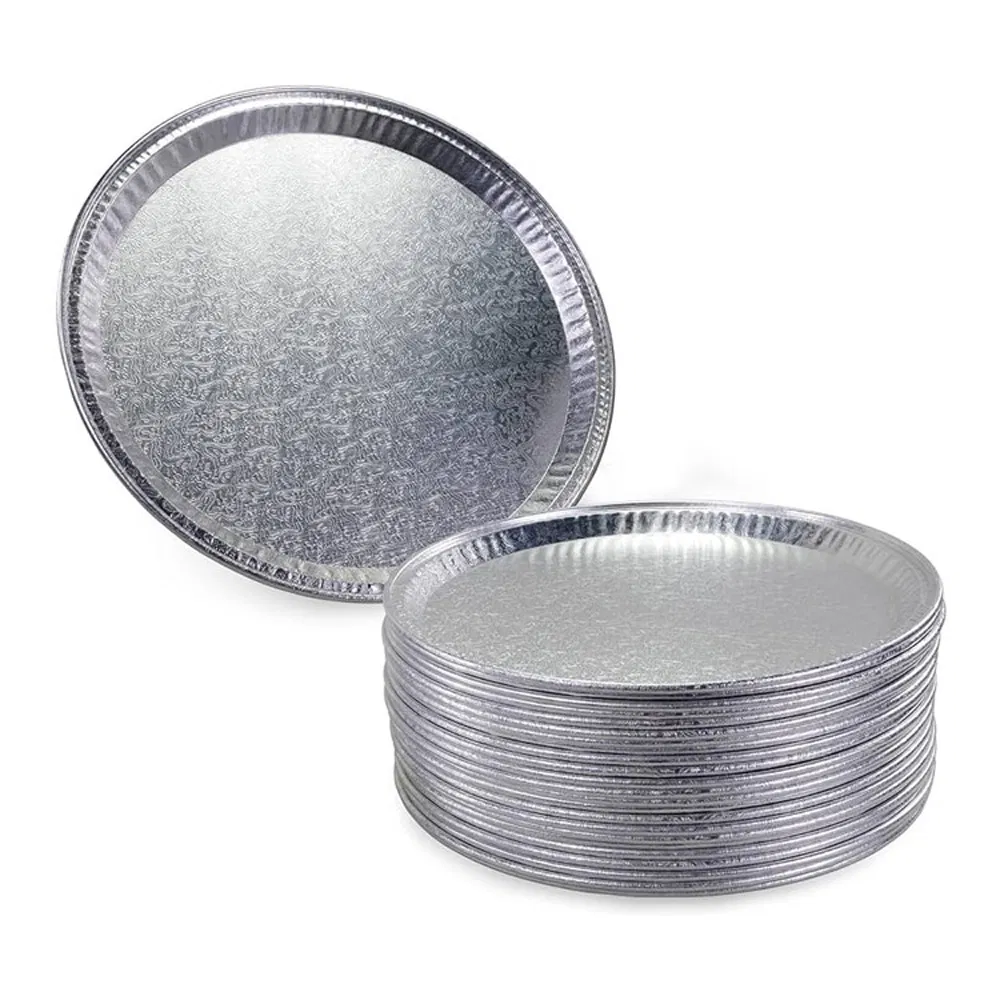 Wholesale Round Aluminium Foil Pizza Pan Food Packaging Plates Large 12 Inches