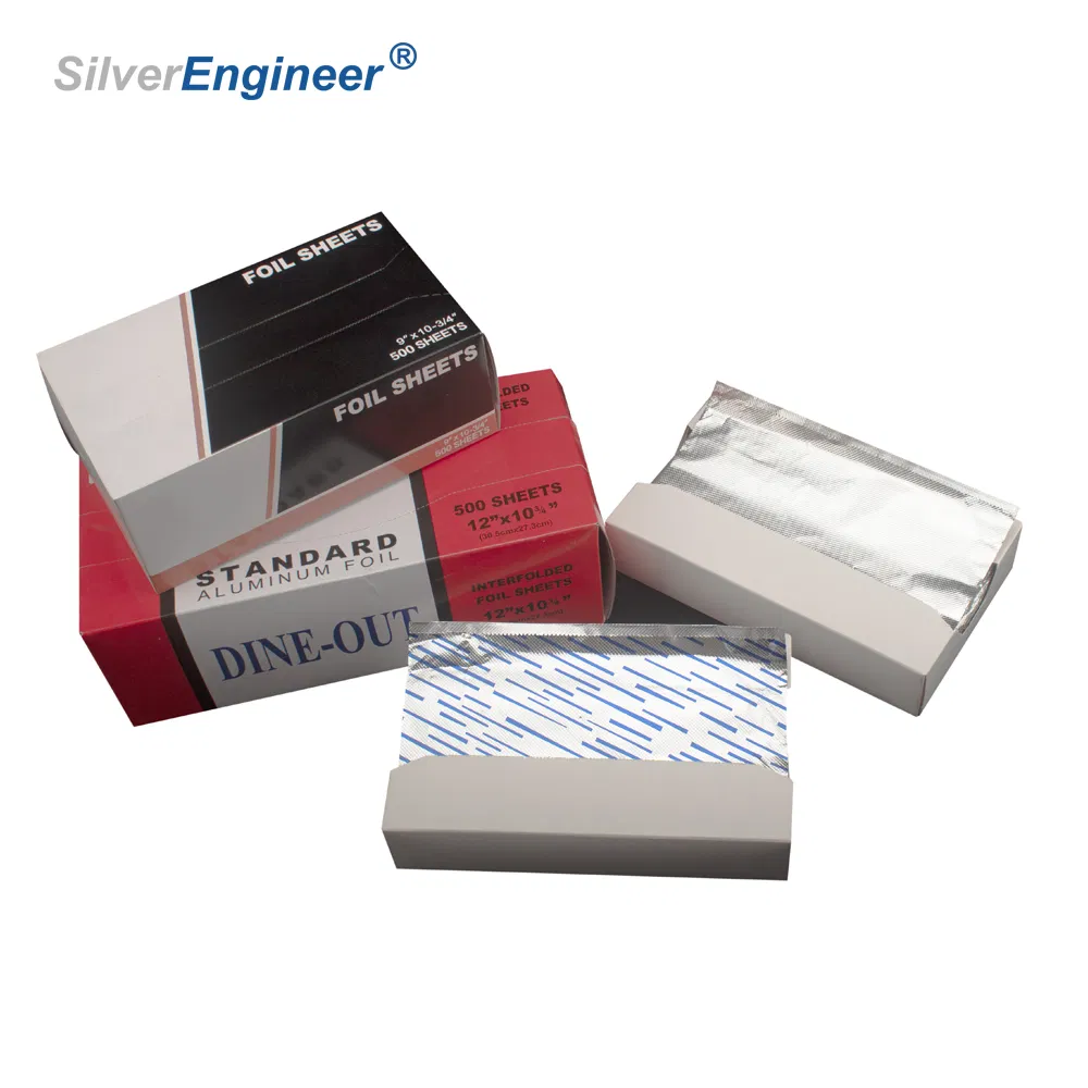 Custom Packaging 500 Pieces/Box Food Grade Disposable Pre-Cut Embossed Aluminum Foil Kitchen Pop-up Foil Sheet