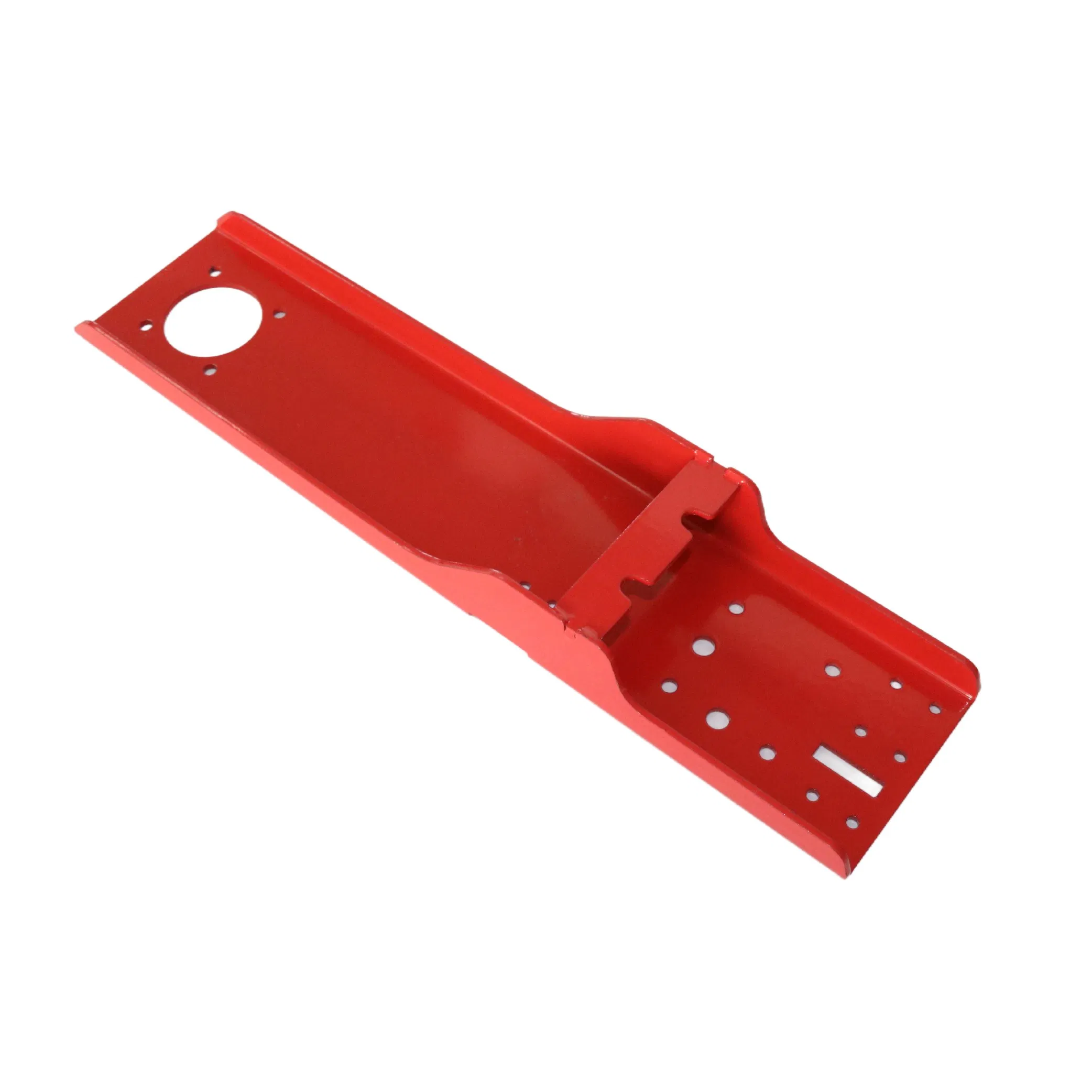 Heavy Duty Carbon Steel Sheet Metal Fabrication Long Fixing Plate with Ral3020 Red Powder Coating for Industrial Equipment