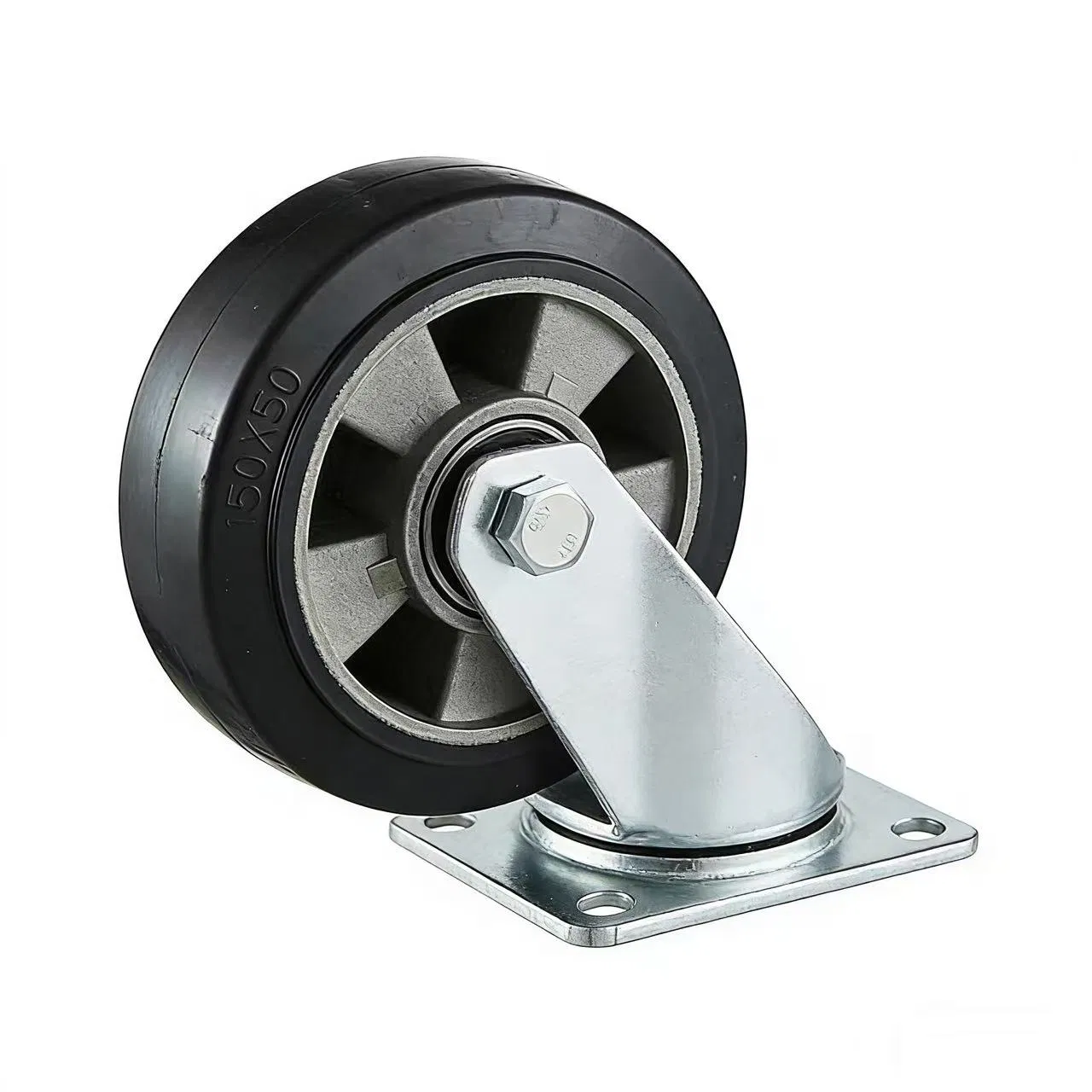 Heavy-Duty Aluminum Core Rubber Casters, 4-Inch, 5-Inch, 6-Inch, 8-Inch Rigid Swivel Casters, Brake Casters, High Bearing Industrial Casters