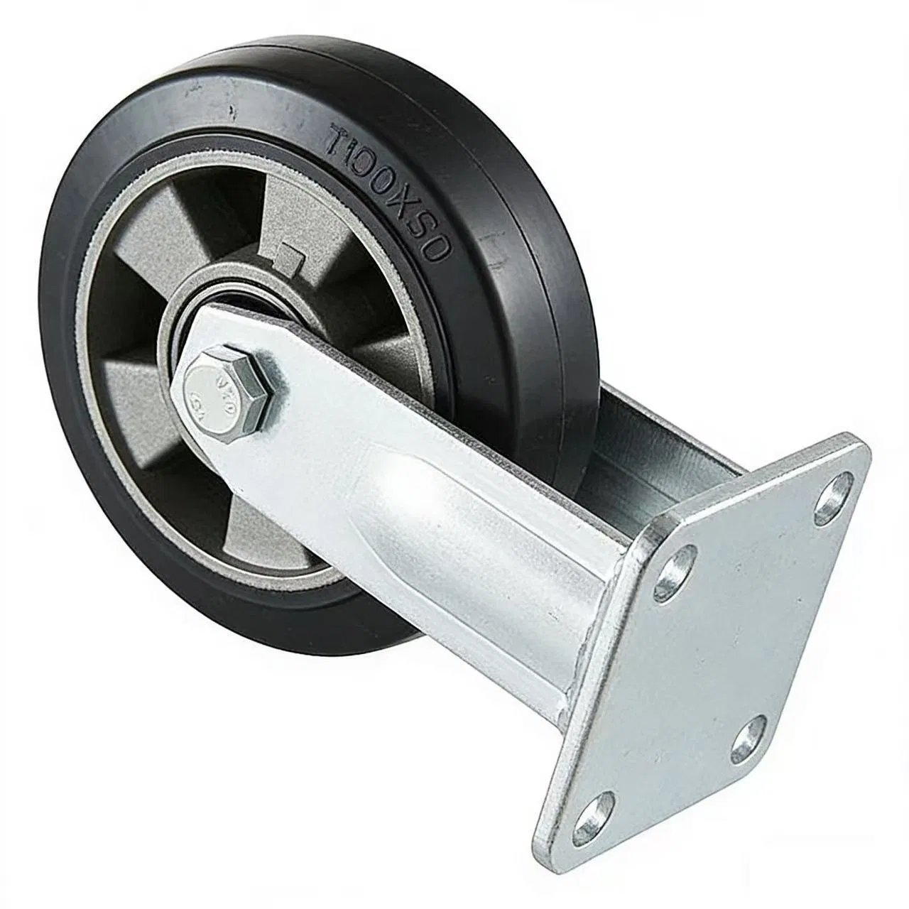 Heavy-Duty Aluminum Core Rubber Casters, 4-Inch, 5-Inch, 6-Inch, 8-Inch Rigid Swivel Casters, Brake Casters, High Bearing Industrial Casters