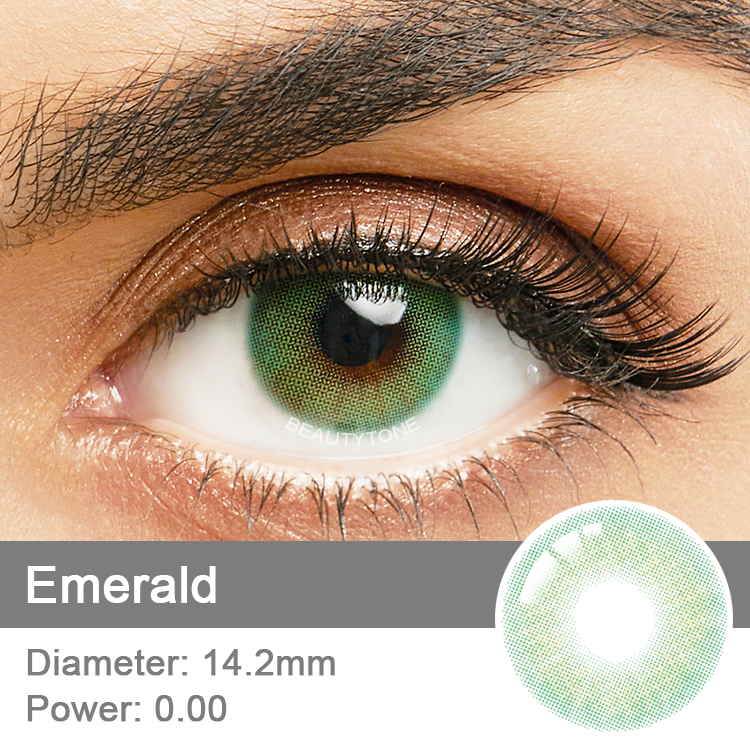 Color Contact Lens Emerald 1 Year 2 Tone 14.2mm Diameter Natural Soft Green Contact Lenses Cheap Cosmetic Colored Contacts