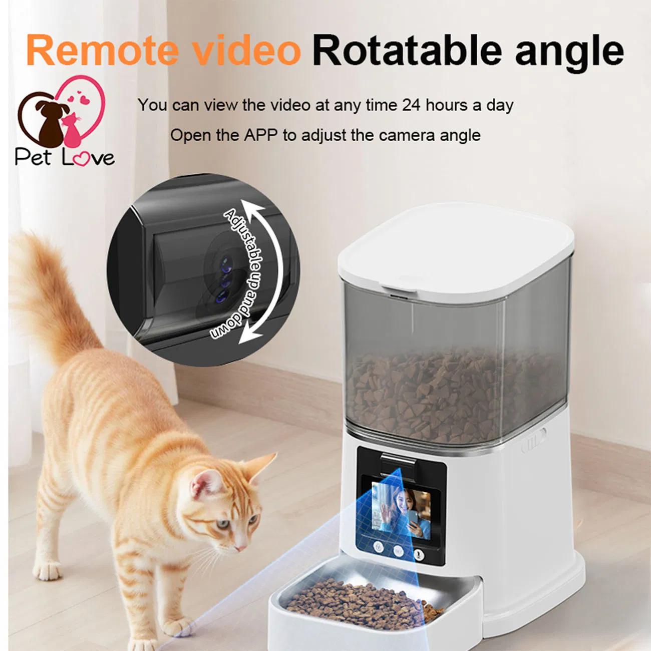 Smart Wi-Fi Pet Feeder with Remote Control for Cats