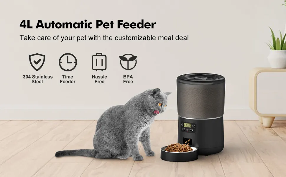Large Capacity Smart Pet Feeder with Anti-Clog Design