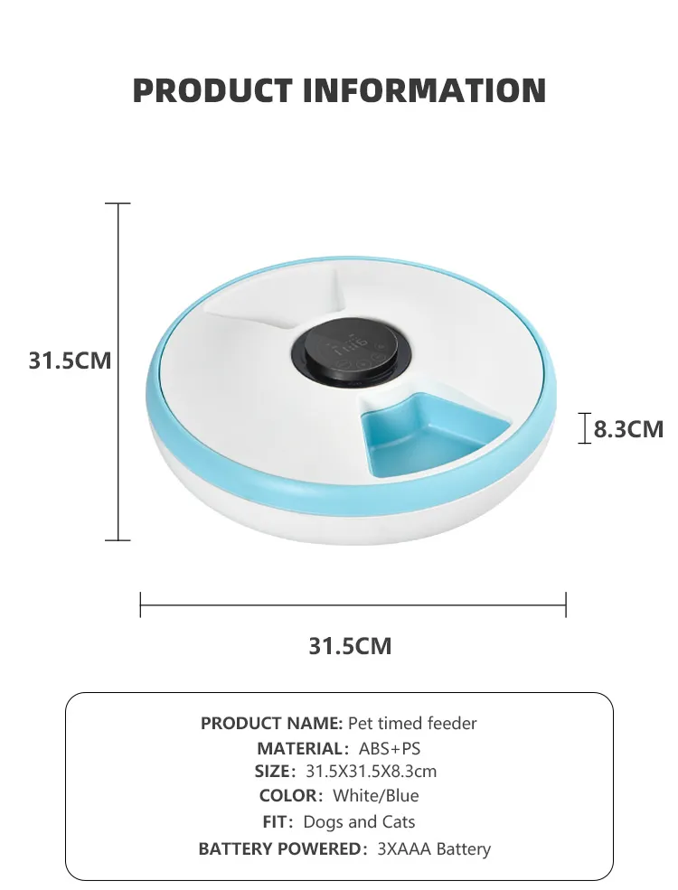 Six Meals Automatic Interactive Smart Timed Dispenser Food Water Container Slow Pet Dog Cat Feeder Bowl