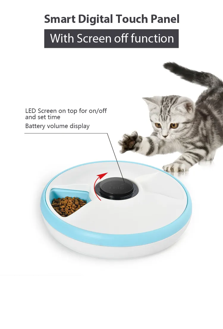 Six Meals Automatic Interactive Smart Timed Dispenser Food Water Container Slow Pet Dog Cat Feeder Bowl