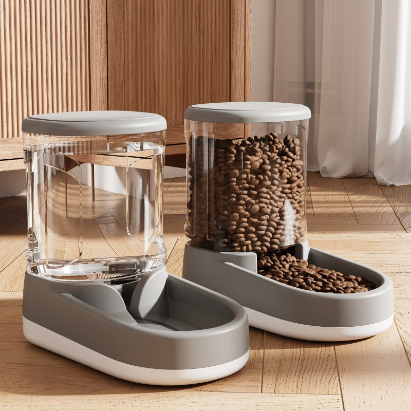 Large Capacity Detachable Pet Feeder Transparent Food Storage Dispenser Container Dog Cat Food Water Bowl Feeder