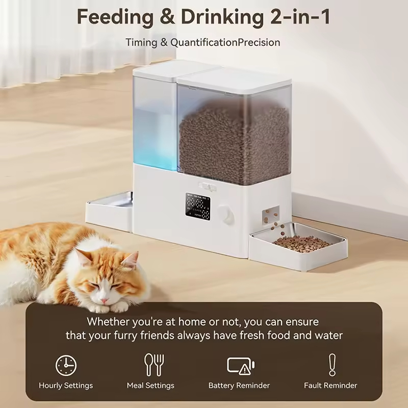 Automatic Pet Feeder Fixed Time Food Water Feeding Dispenser for Cat Dog