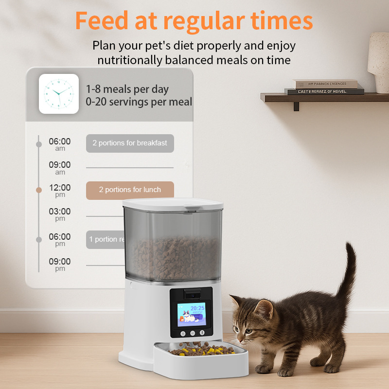Pet Automatic Feeder with Camera, 6L Large Capacity, Remote Monitoring, Cat and Dog Intelligent Feeder